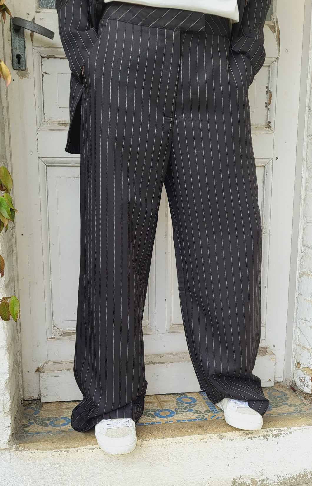 Pantalon tailleur rayé