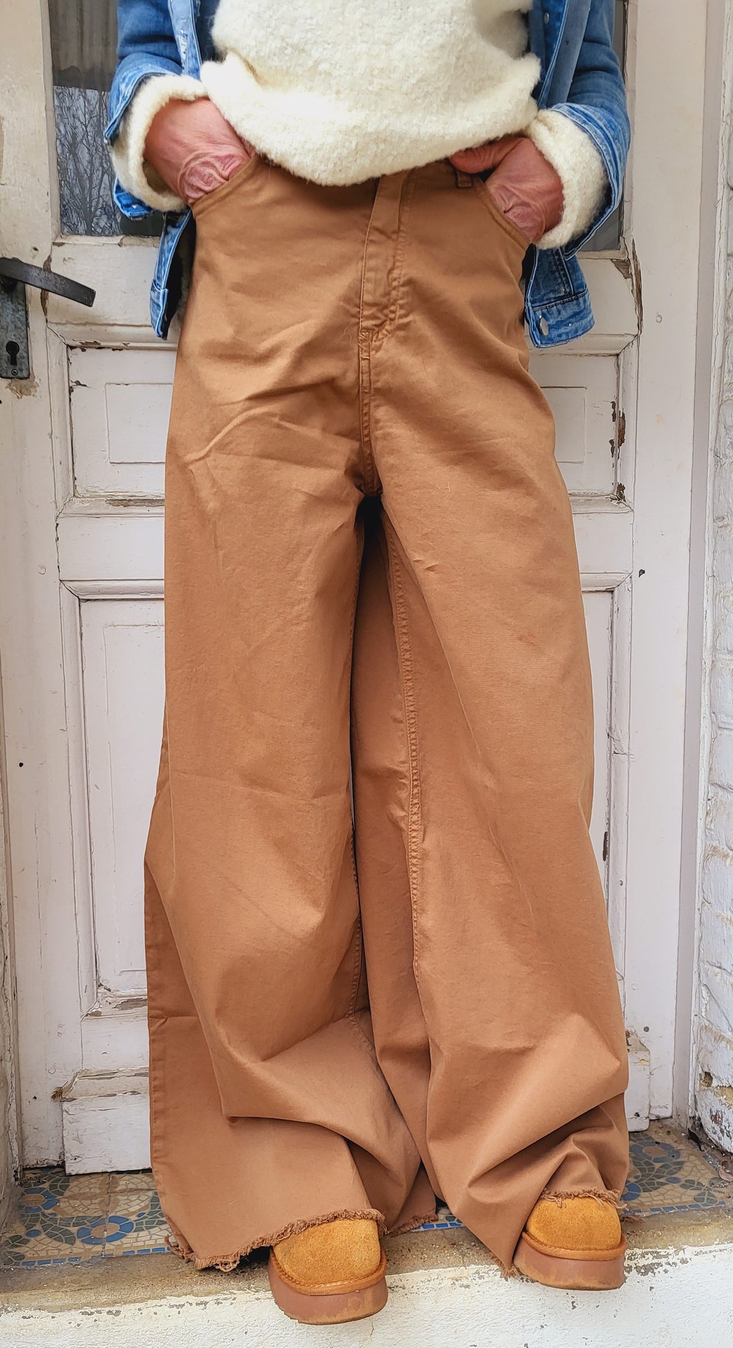 Pantalon camel taille haute