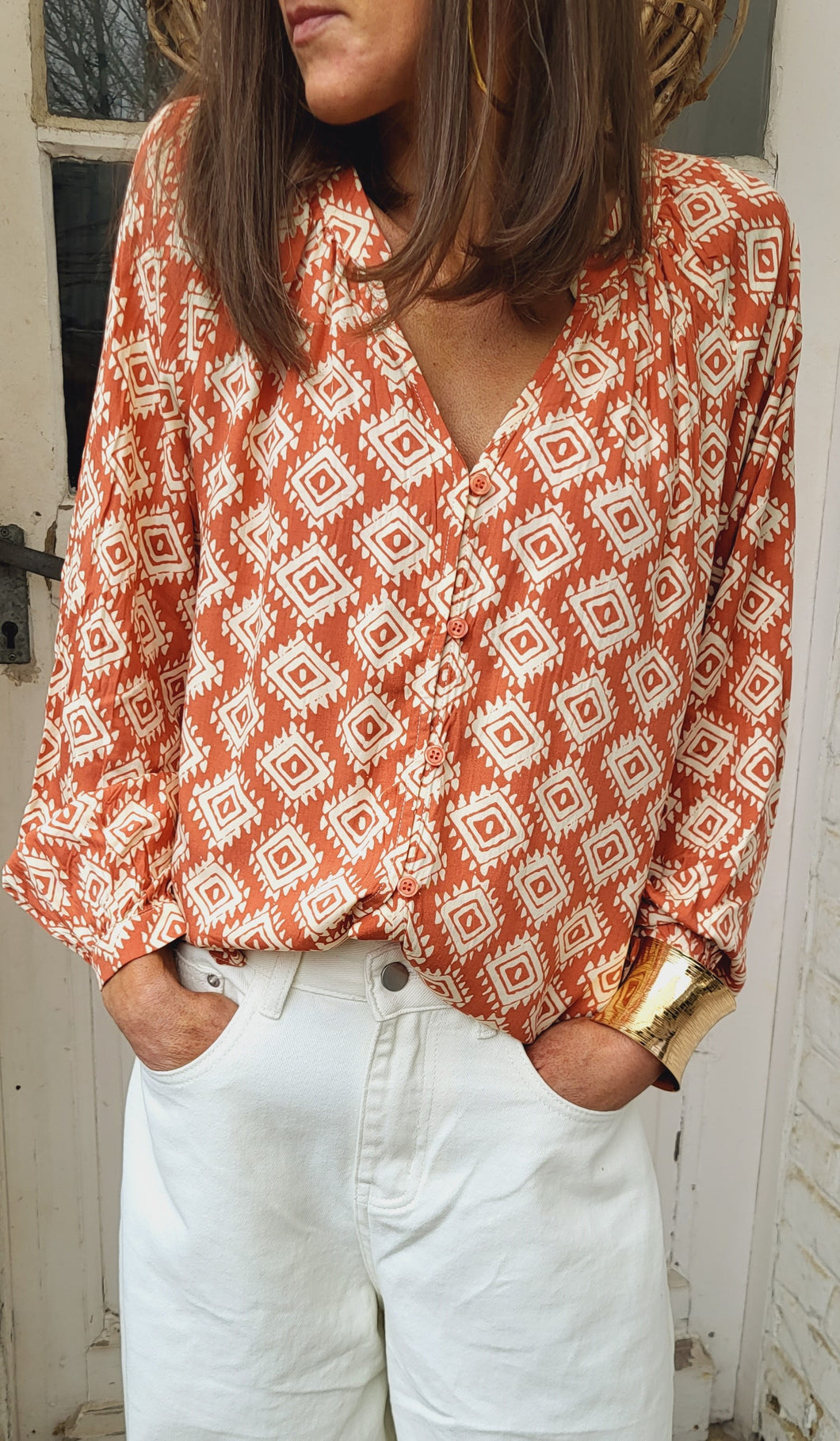 Blouse imprimée terracotta