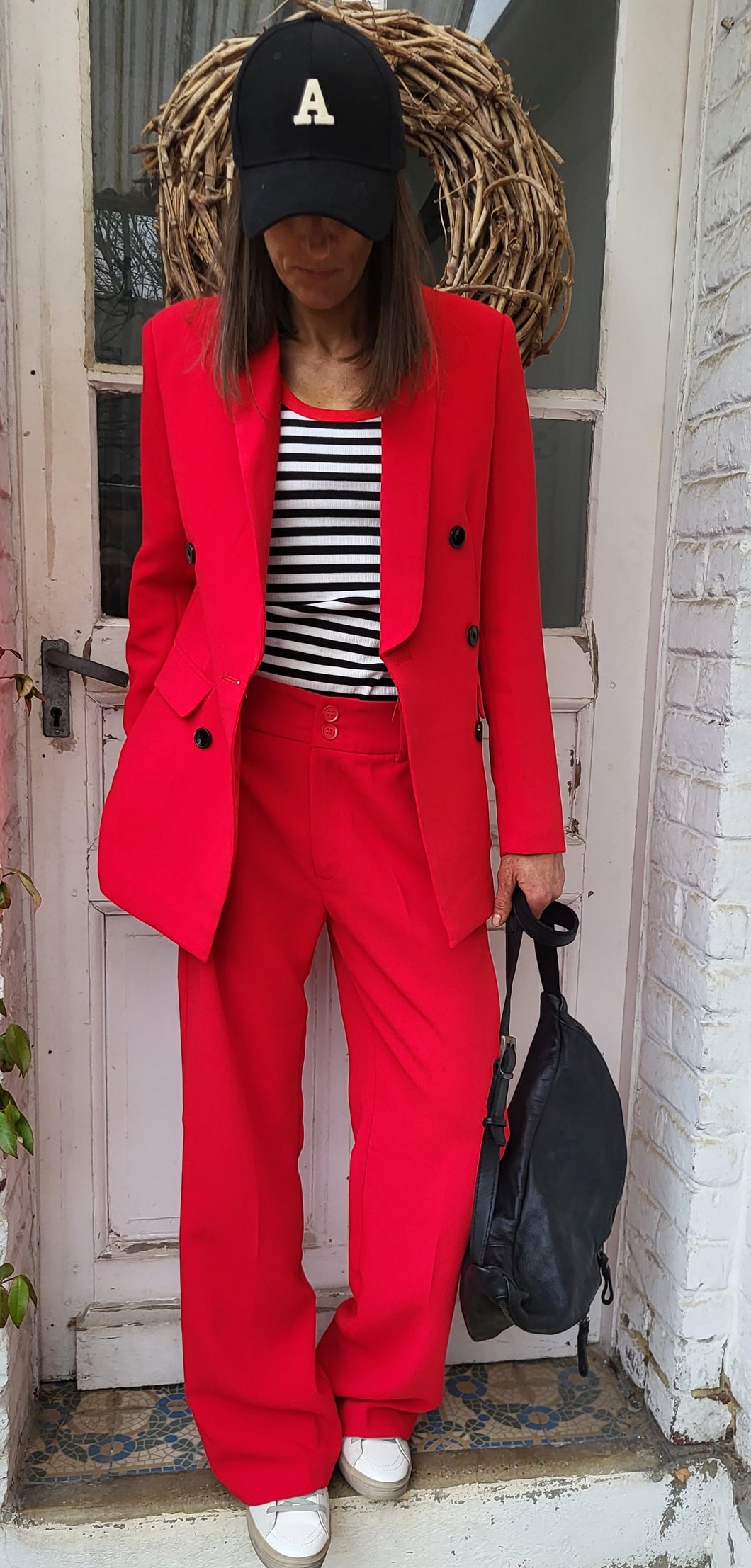 Pantalon tailleur rouge