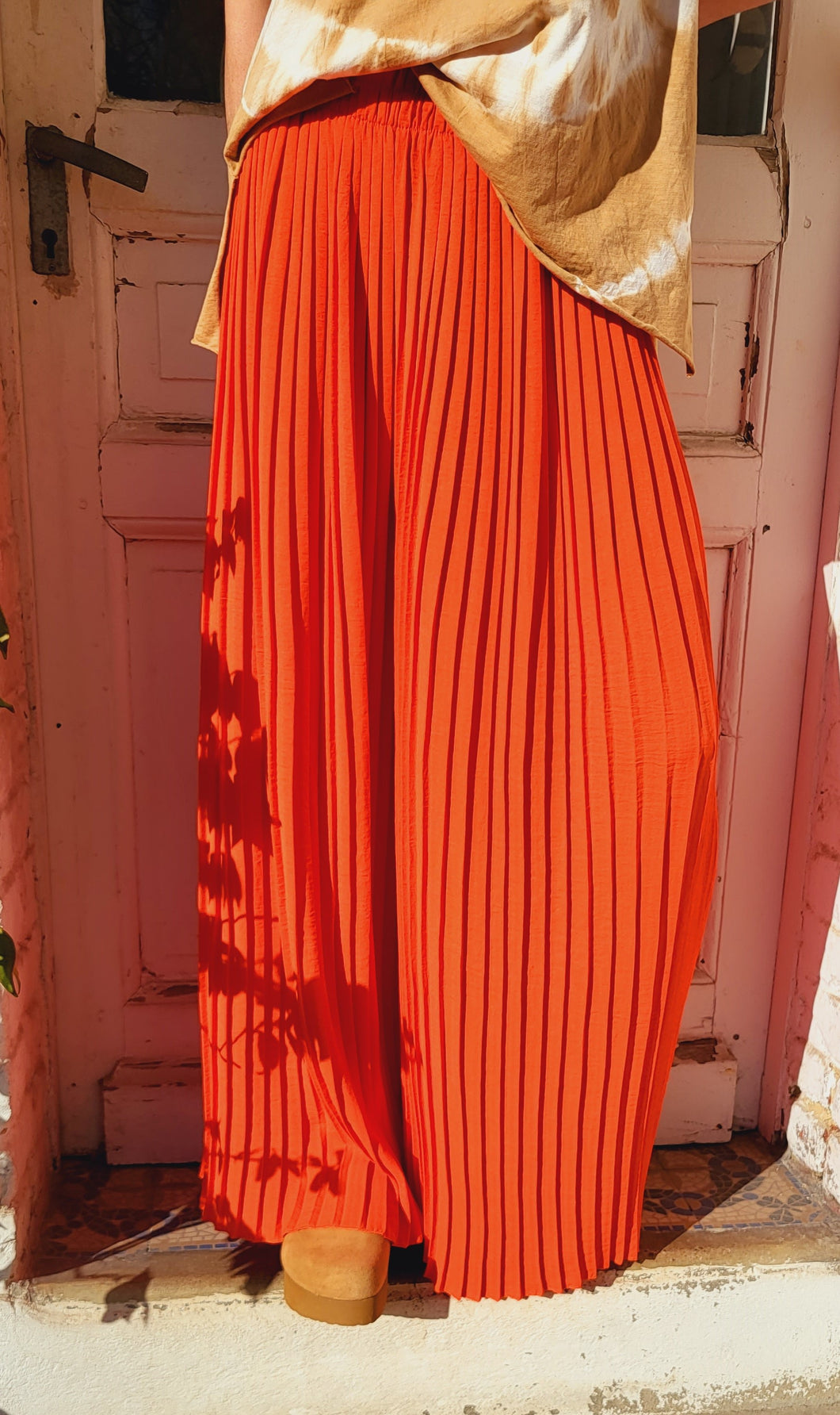 Pantalon plissé orange