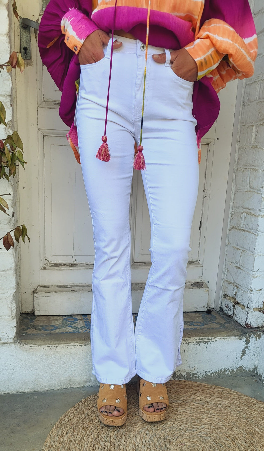 Pantalon blanc fendu