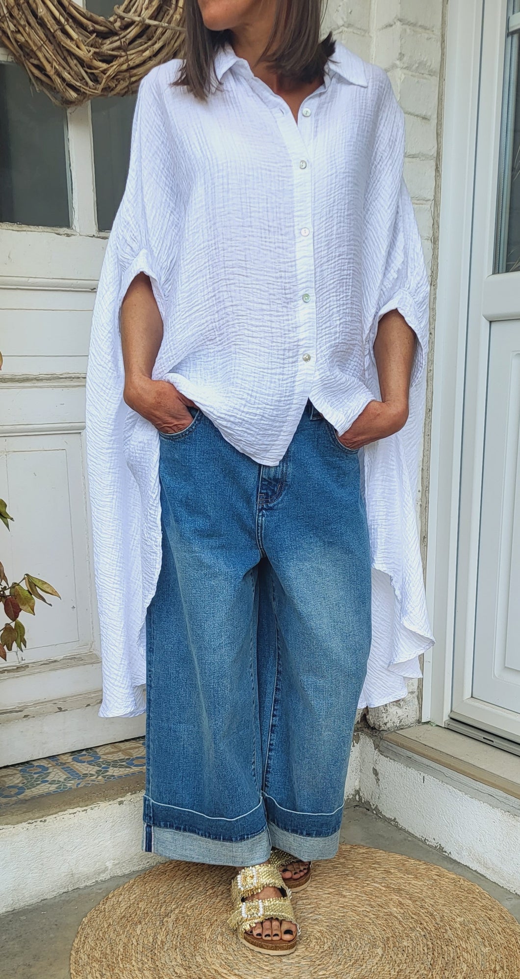 Chemise destructurée Blanche / noir / chocolat / marine / kaki