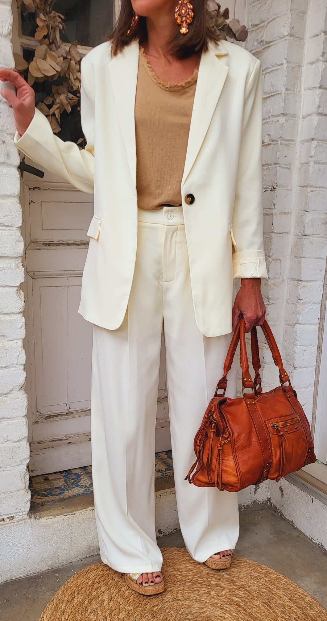Veste tailleur écru oversize
