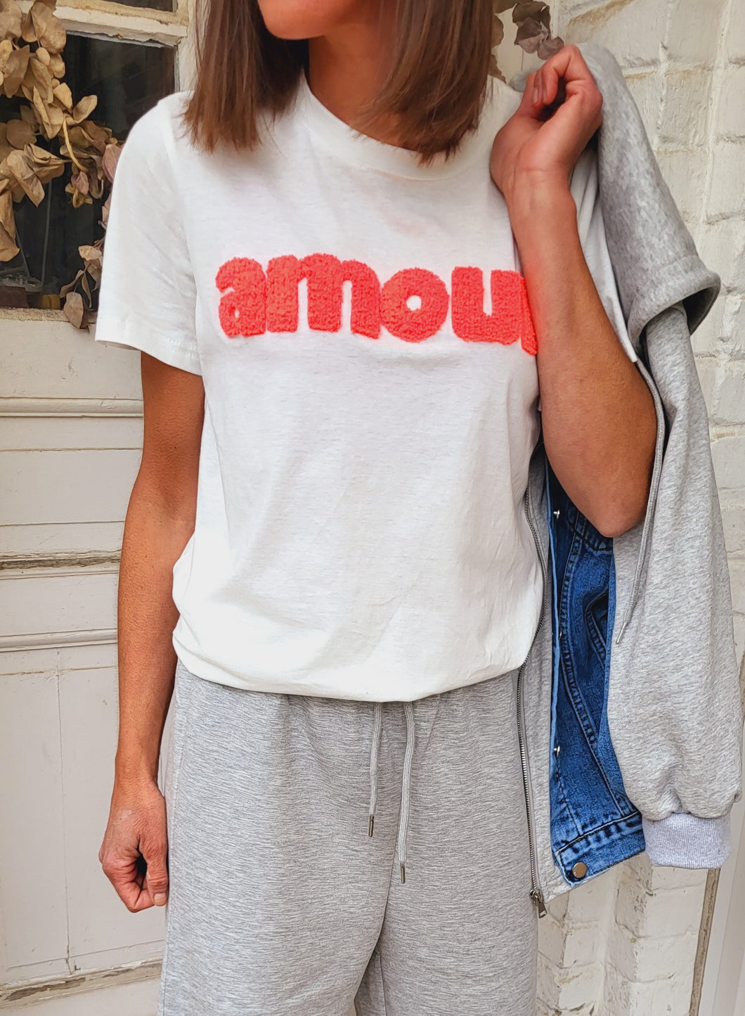 Tee shirt amour corail fluo