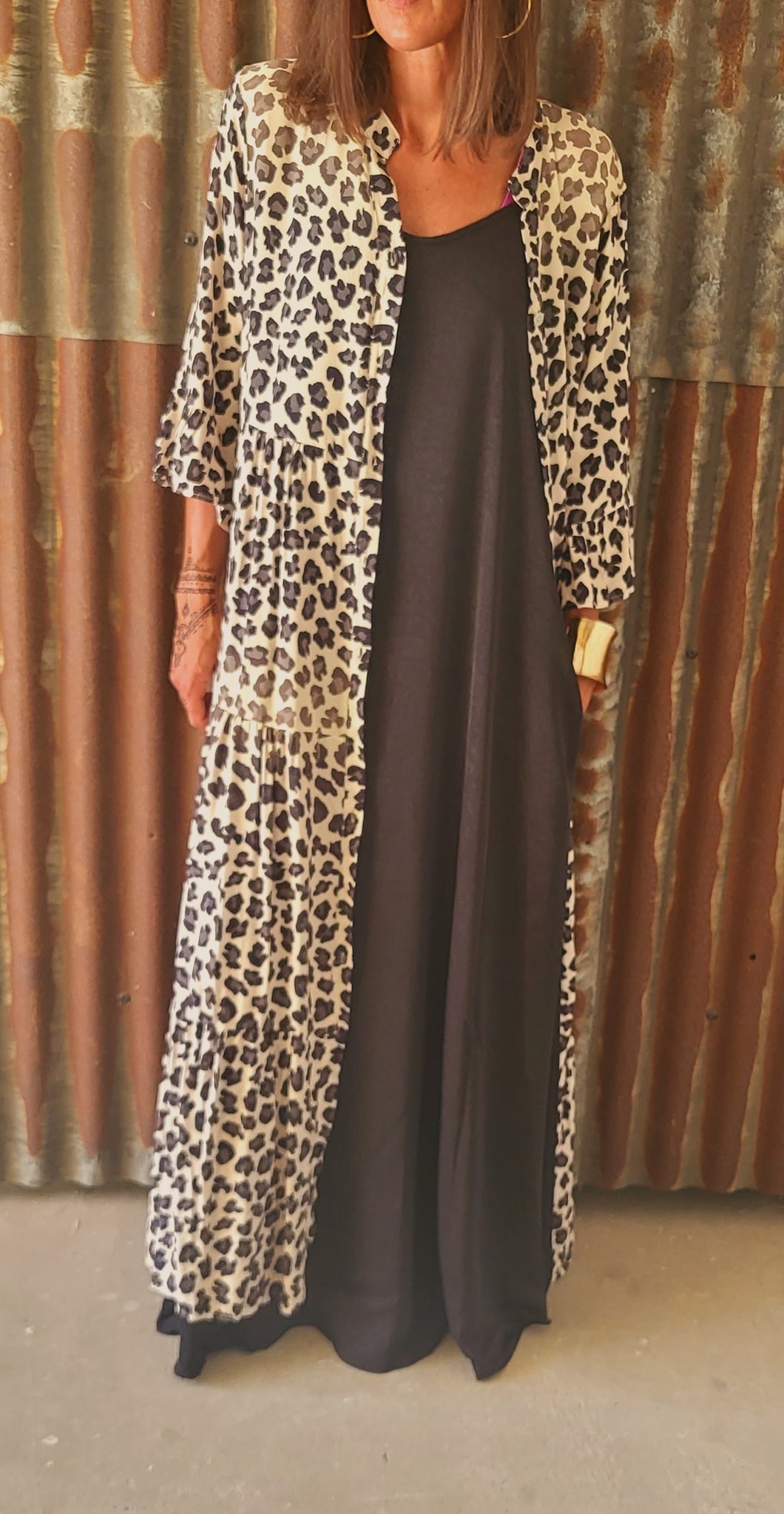 Robe boutonnée léo gris