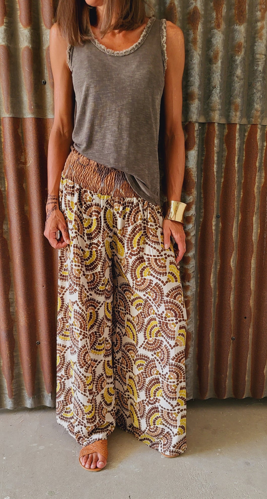 Pantalon imprimé Chocolat olive