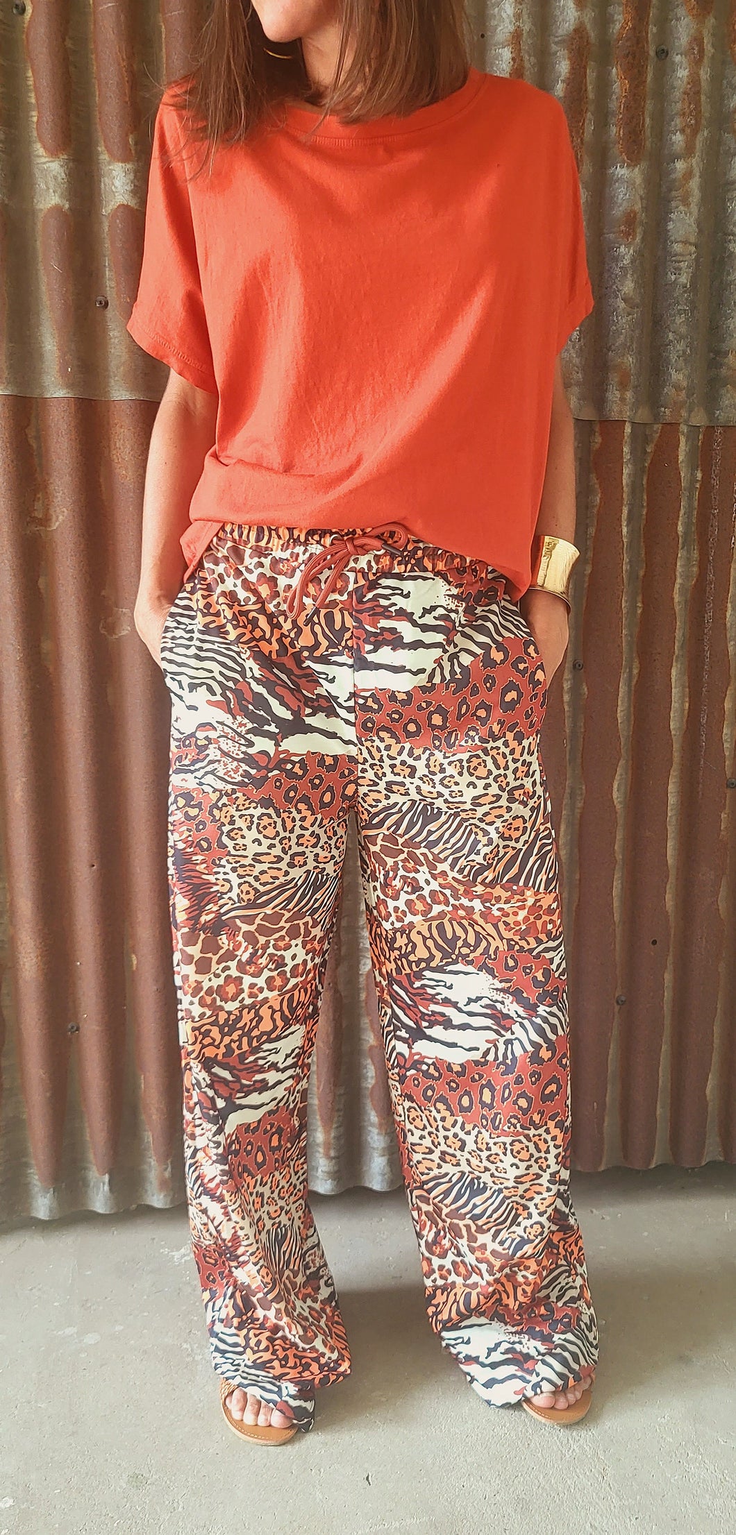 Pantalon jogg zébré léo rouille