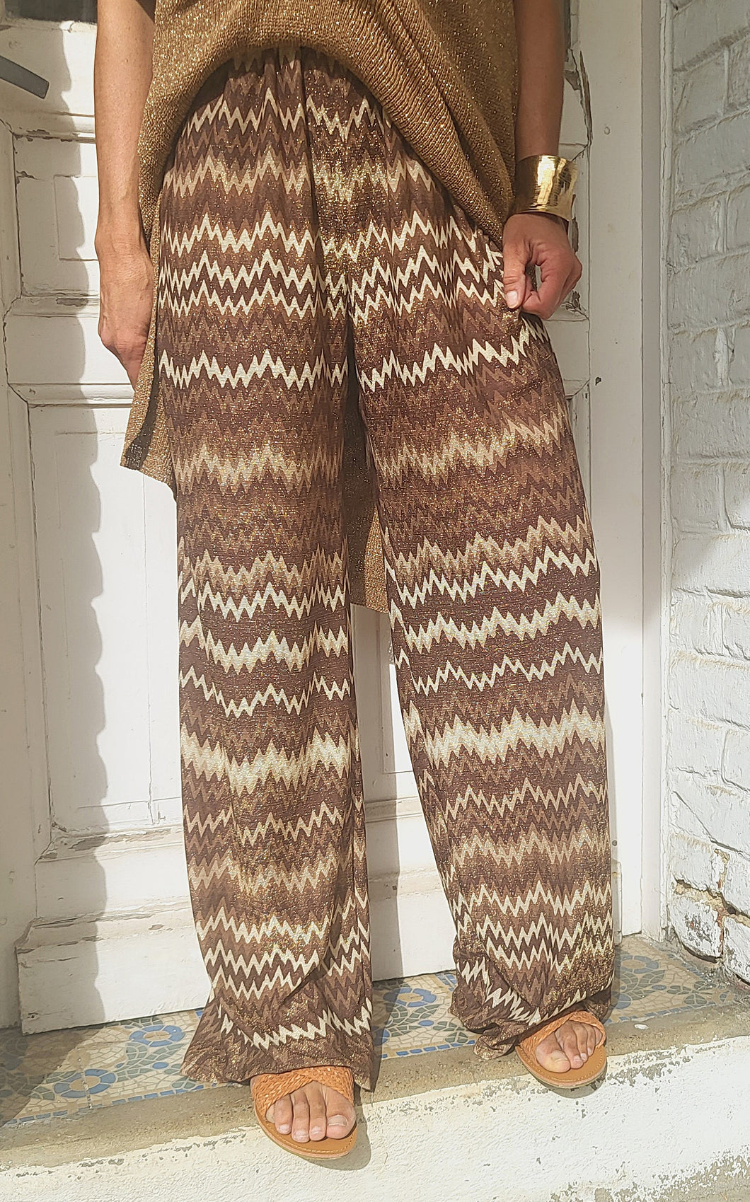 Pantalon zigzag chocolat
