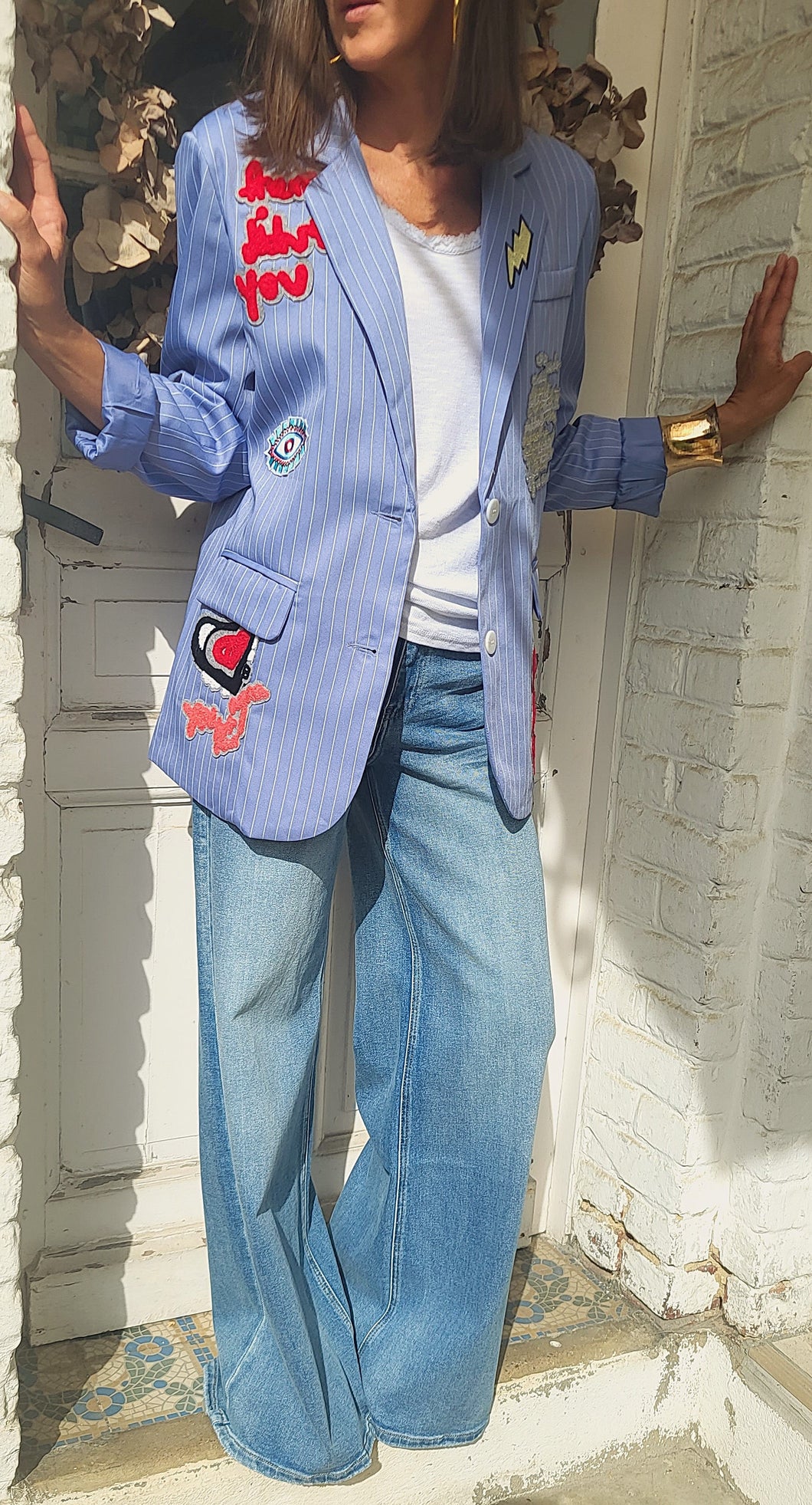 Veste rayée bleue