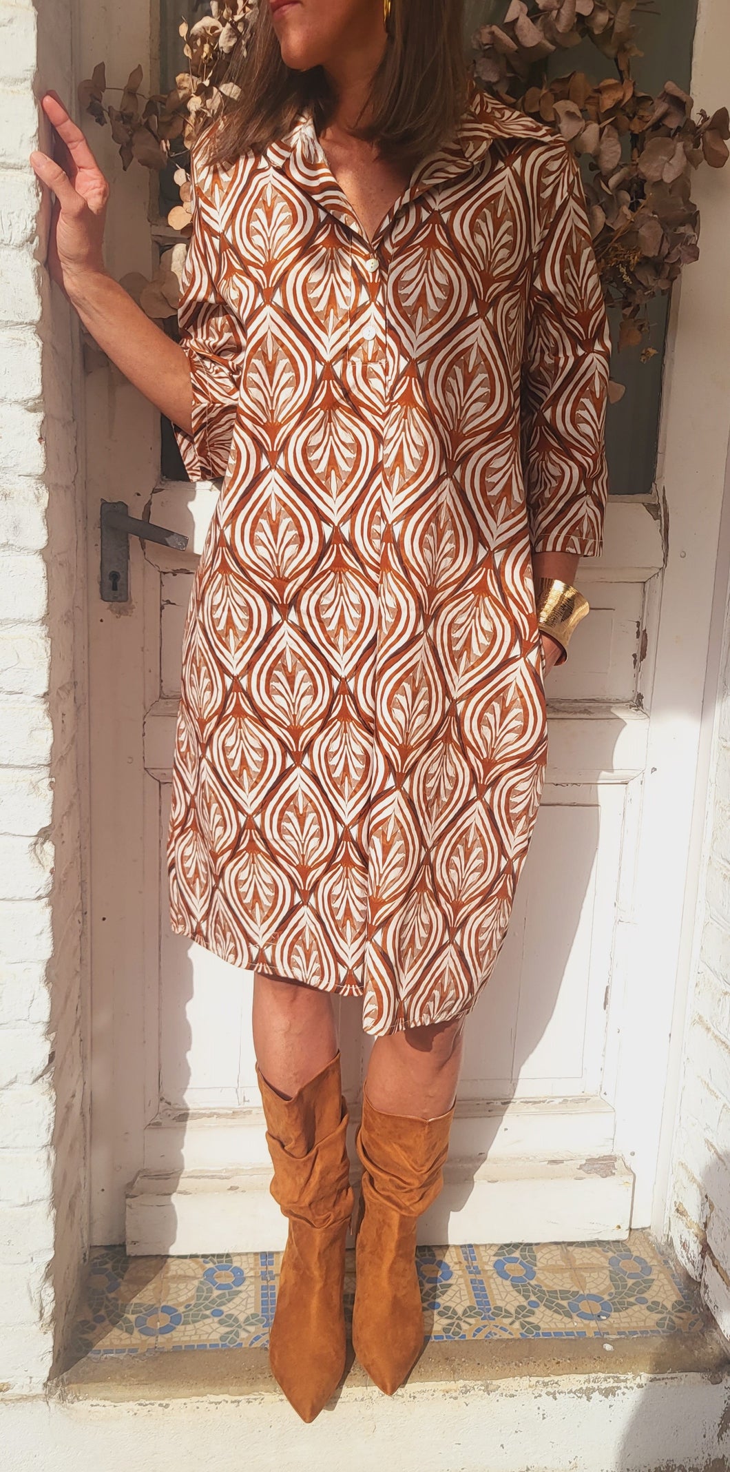 Robe courte imprimée chocolat