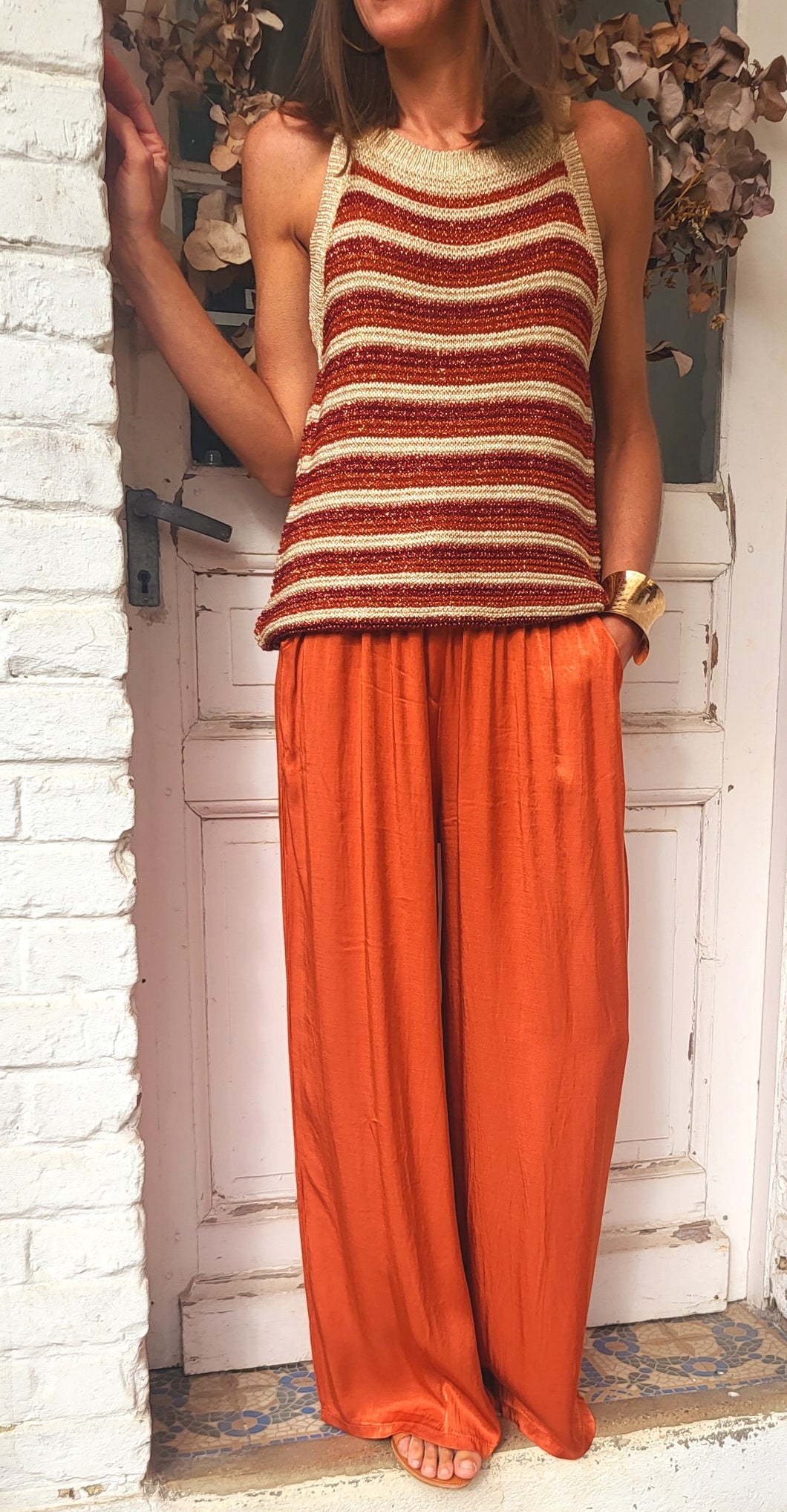 Pantalon satiné rouille