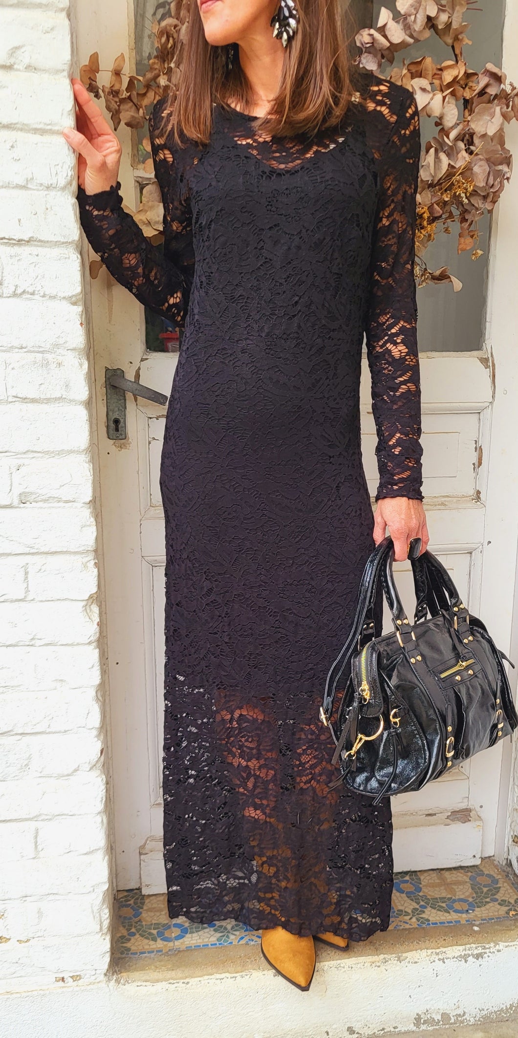 Robe longue dentelle