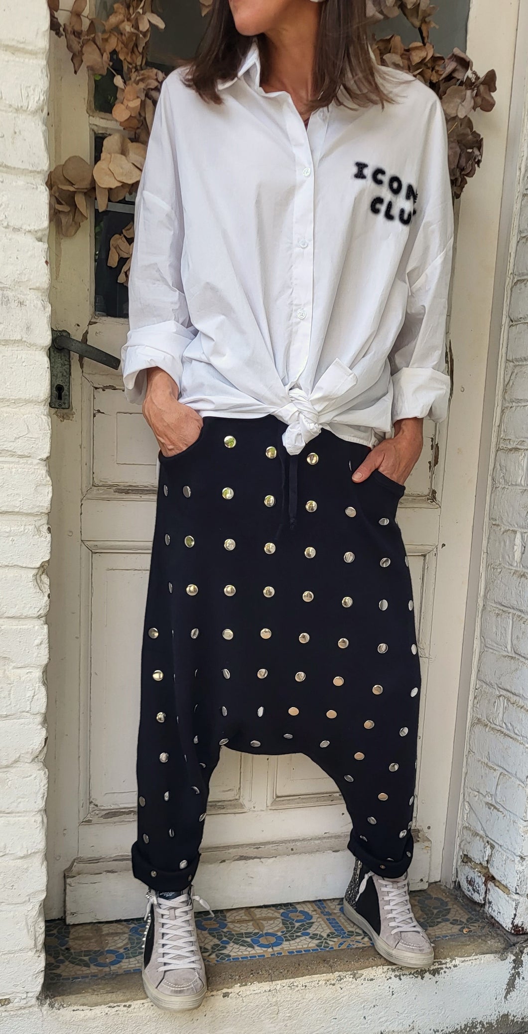 Sarouel maille clou argent Noir / Kaki / Beige