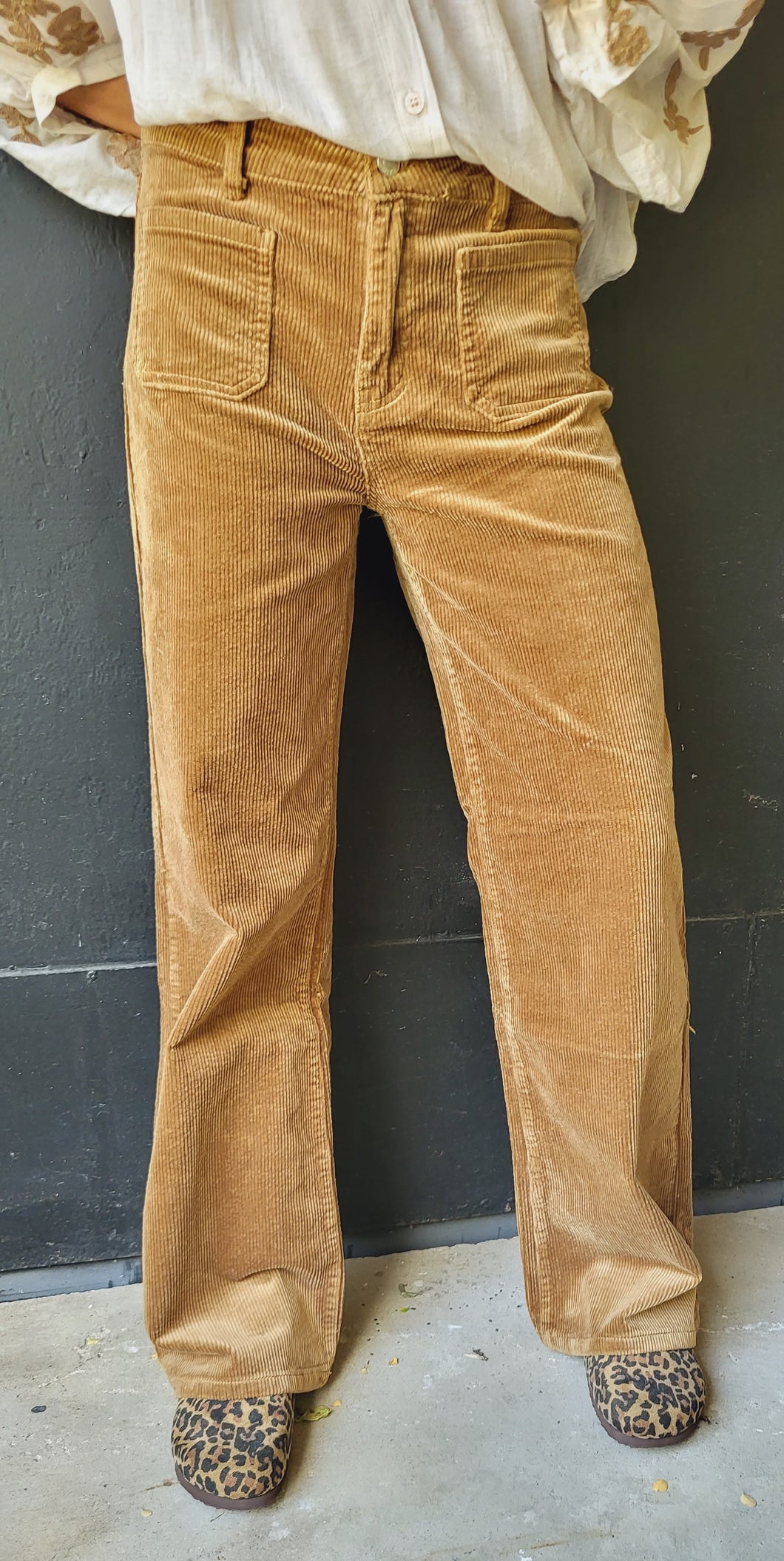 Pantalon velours côtelé camel