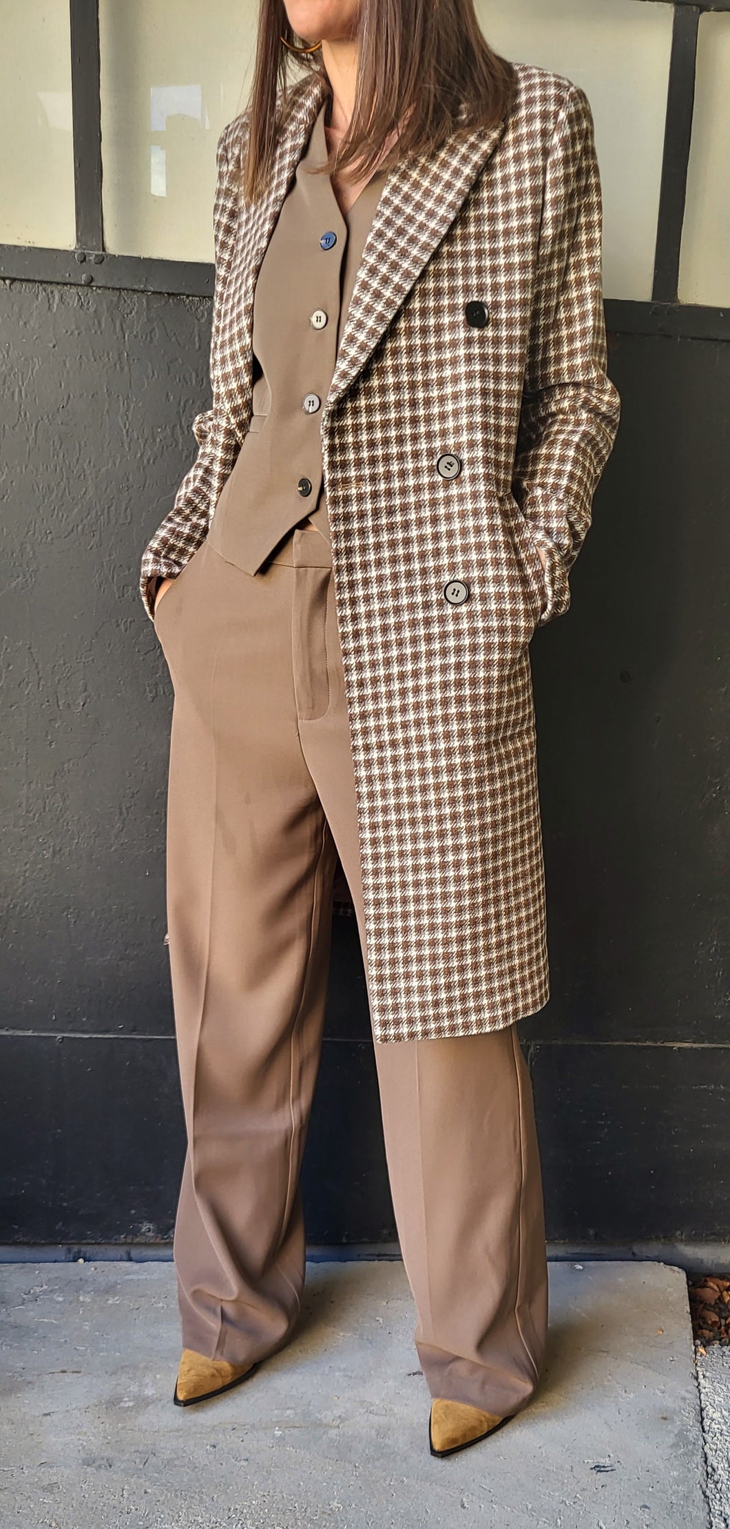 Manteau carreaux chocolat