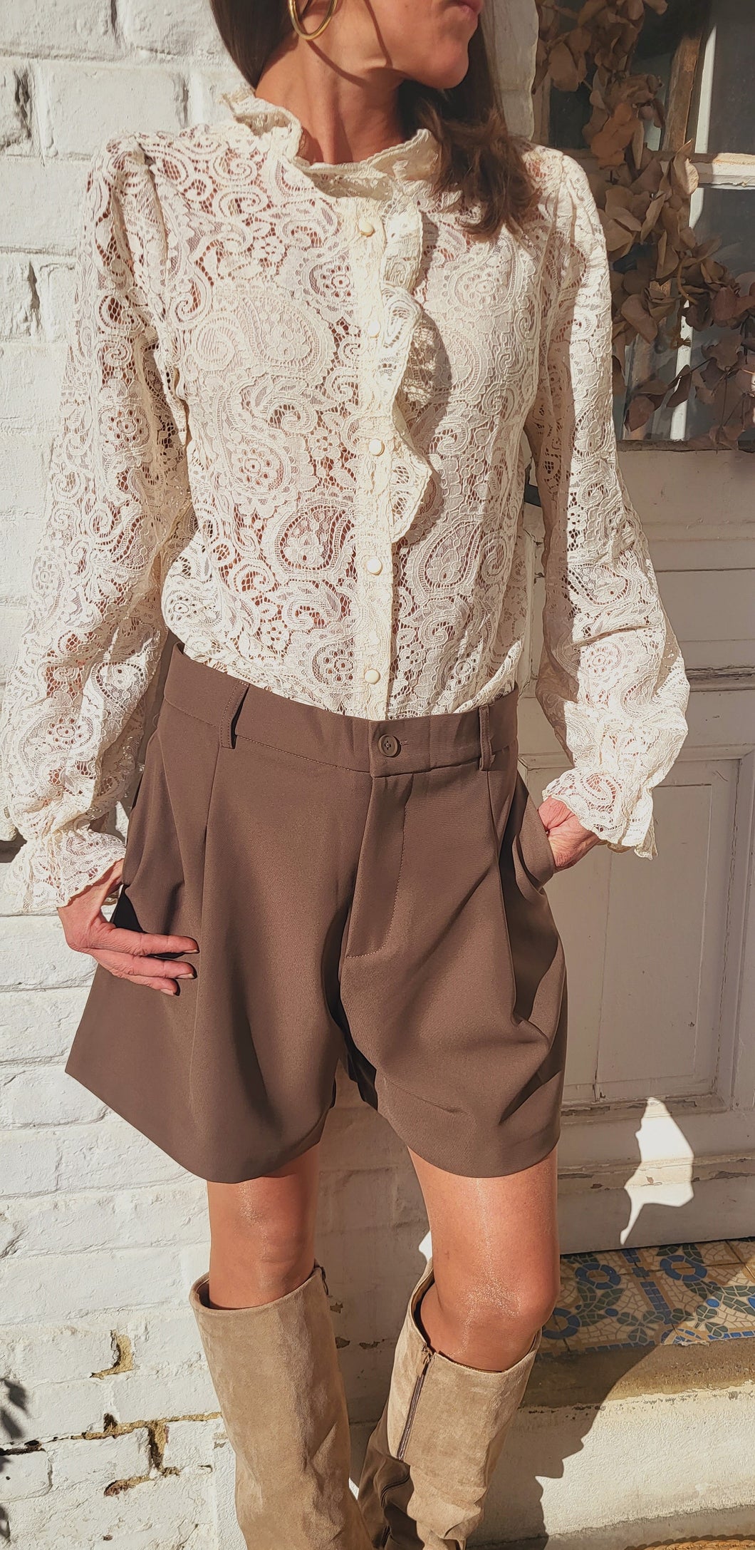 Chemise dentelle écru