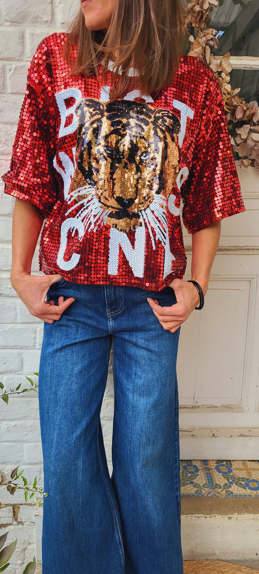 Tee shirt tiger sequins