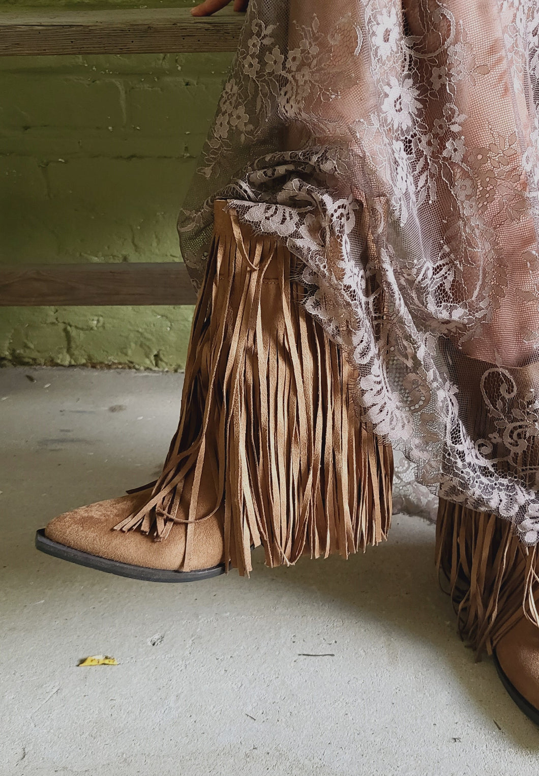 Boots franges camel