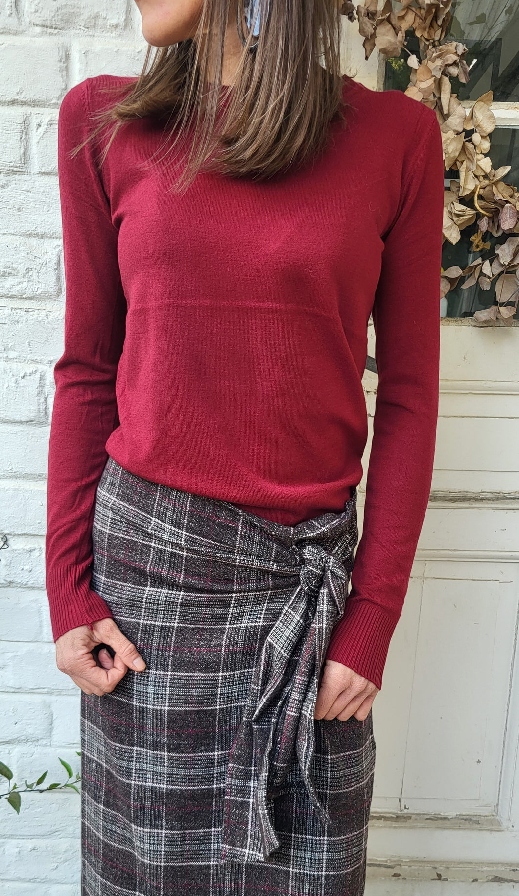 Pull fine maille Kaki / Bordeaux / Chocolat / Beige Noir/ Rouge / Violet / Fuchsia