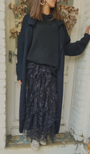 Charger l&#39;image dans la galerie, Gilet long ceinturé Noir / Chocolat / Beige chiné
