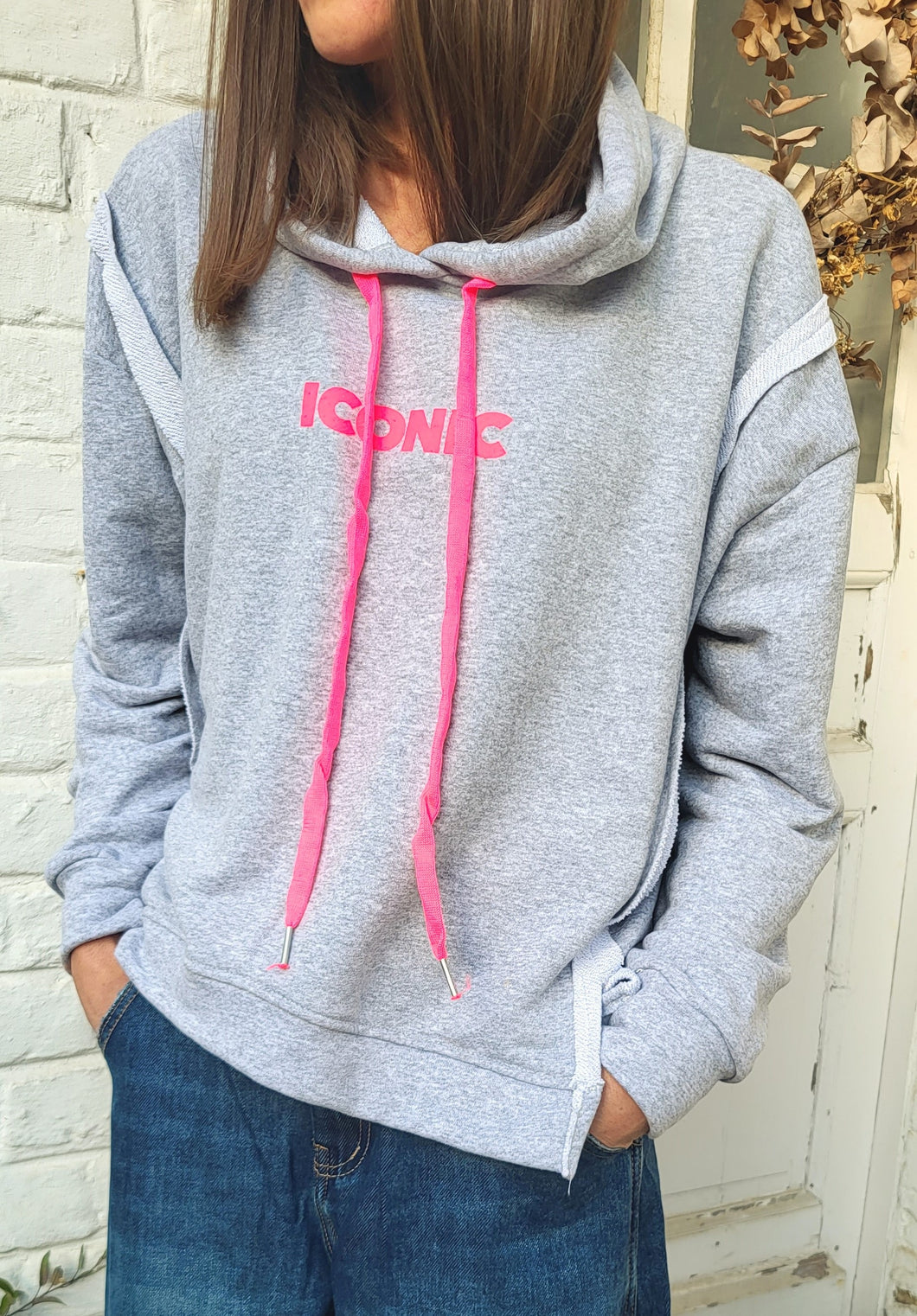 Pull iconic capuche Gris / Chocolat / Camel