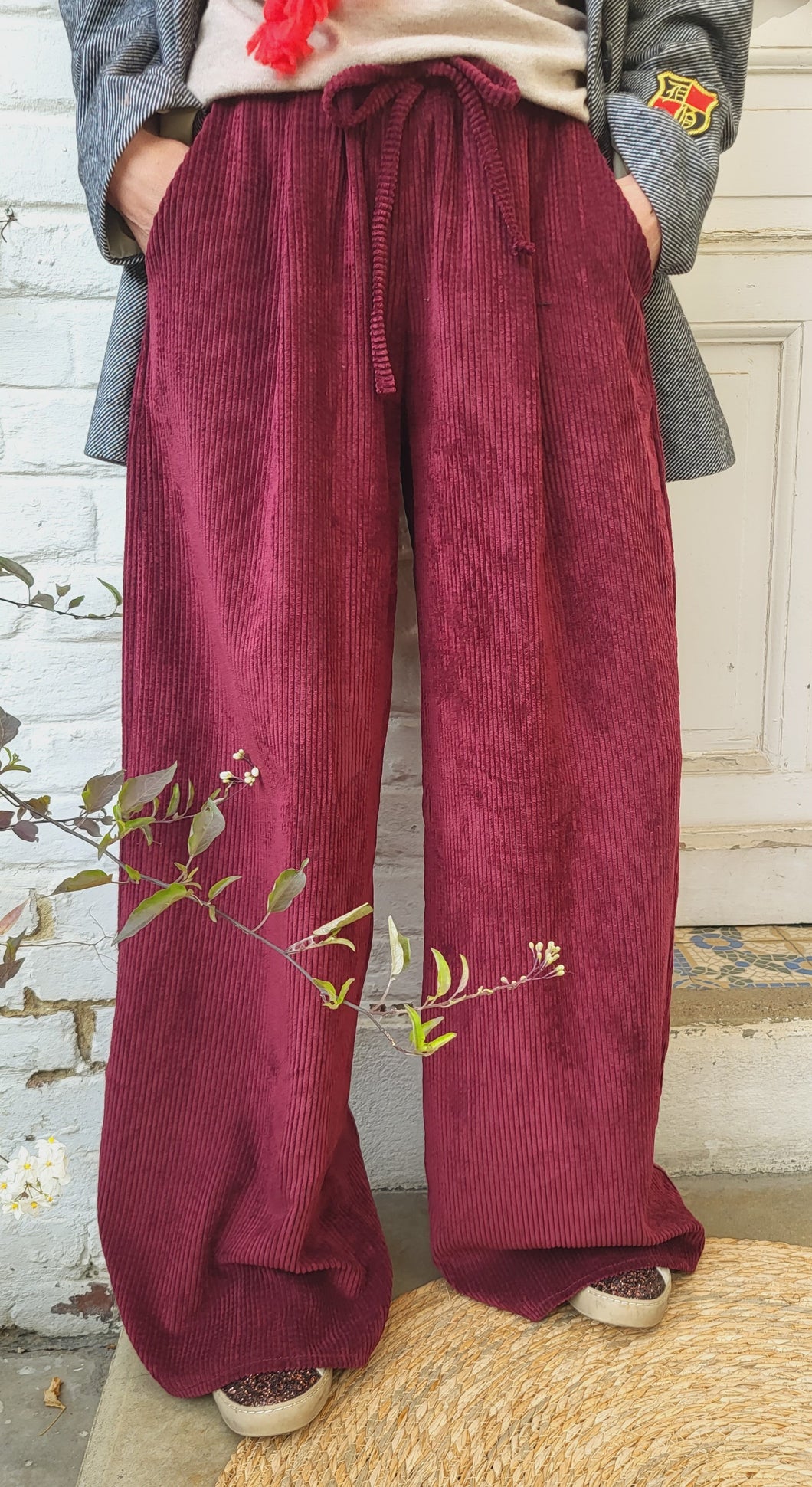 Pantalon velours fluide Bordeaux / Rouille / Camel / Noir / Chocolat / Beige / Ecru