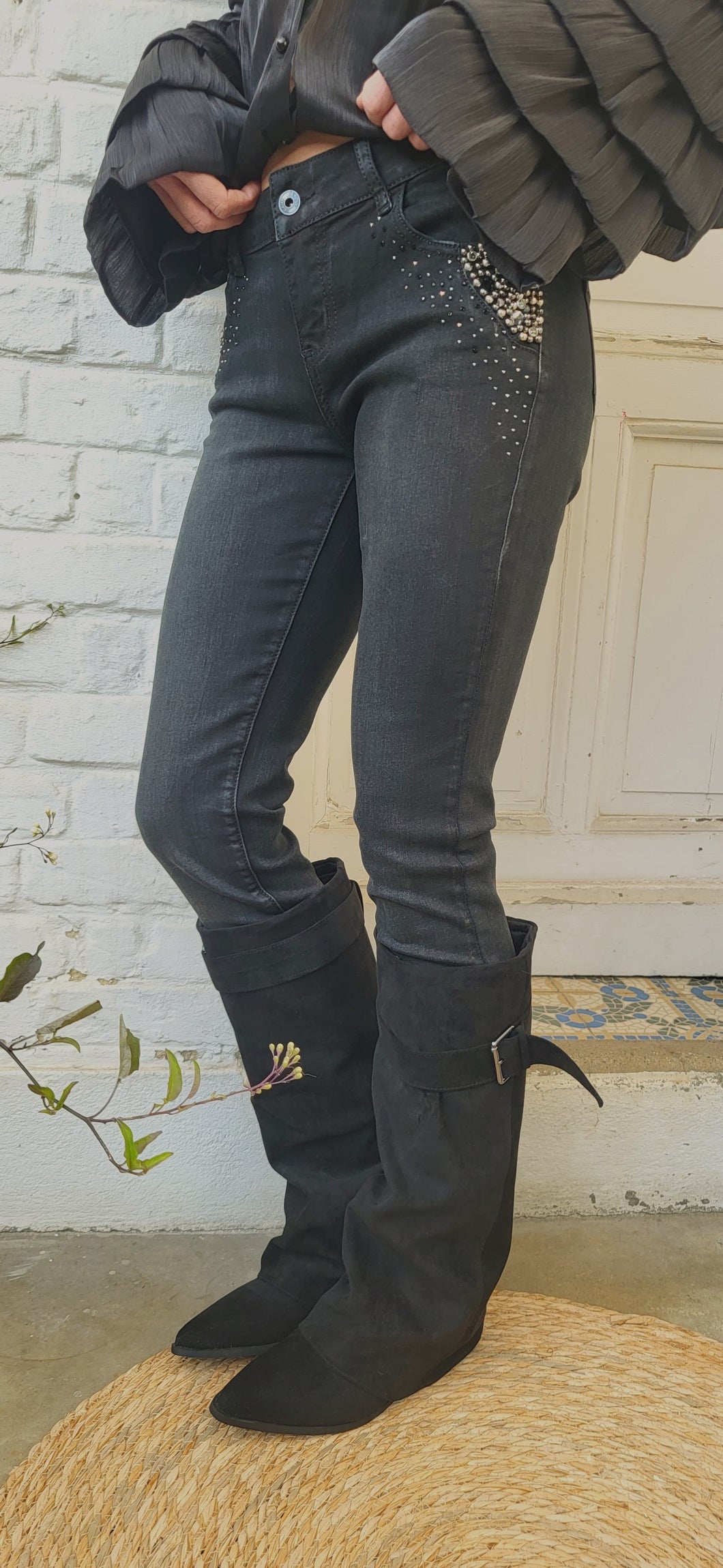 Slim perles sequins noir