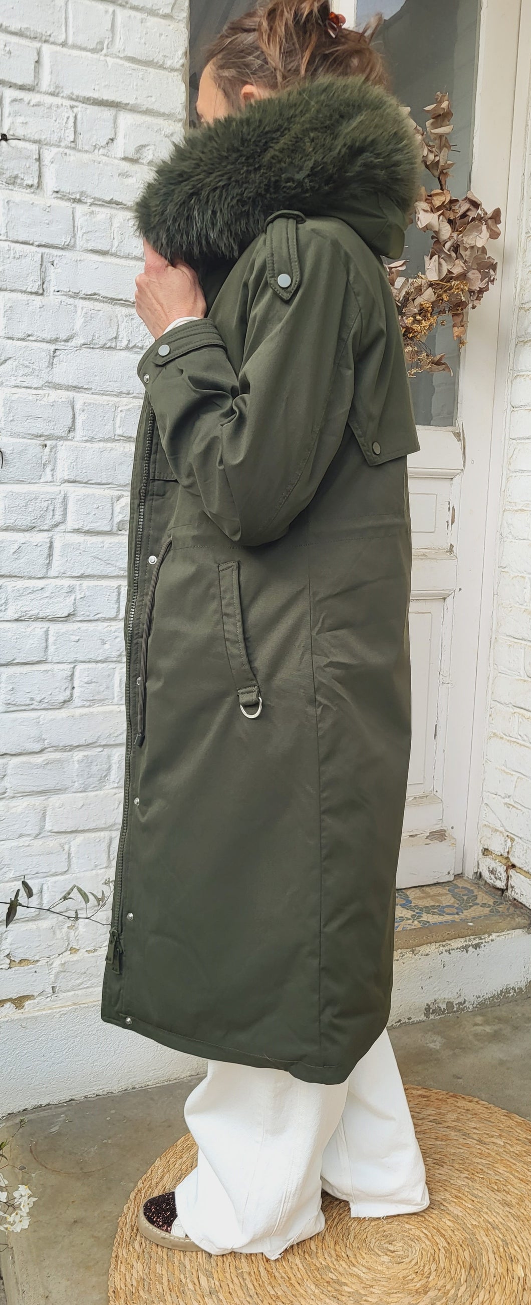Parka fourrée vert