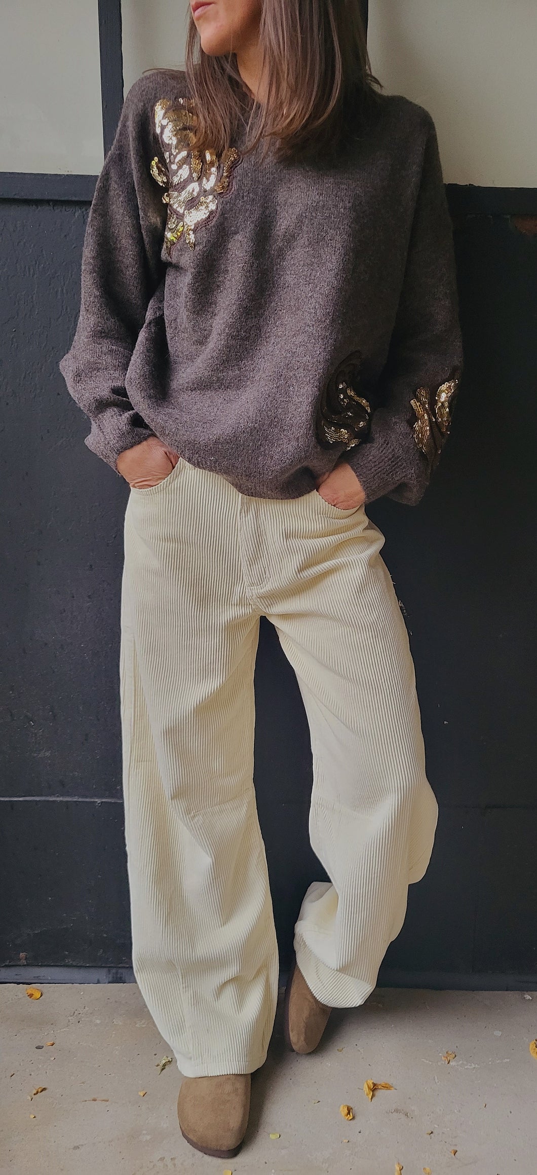 Pantalon velours écru