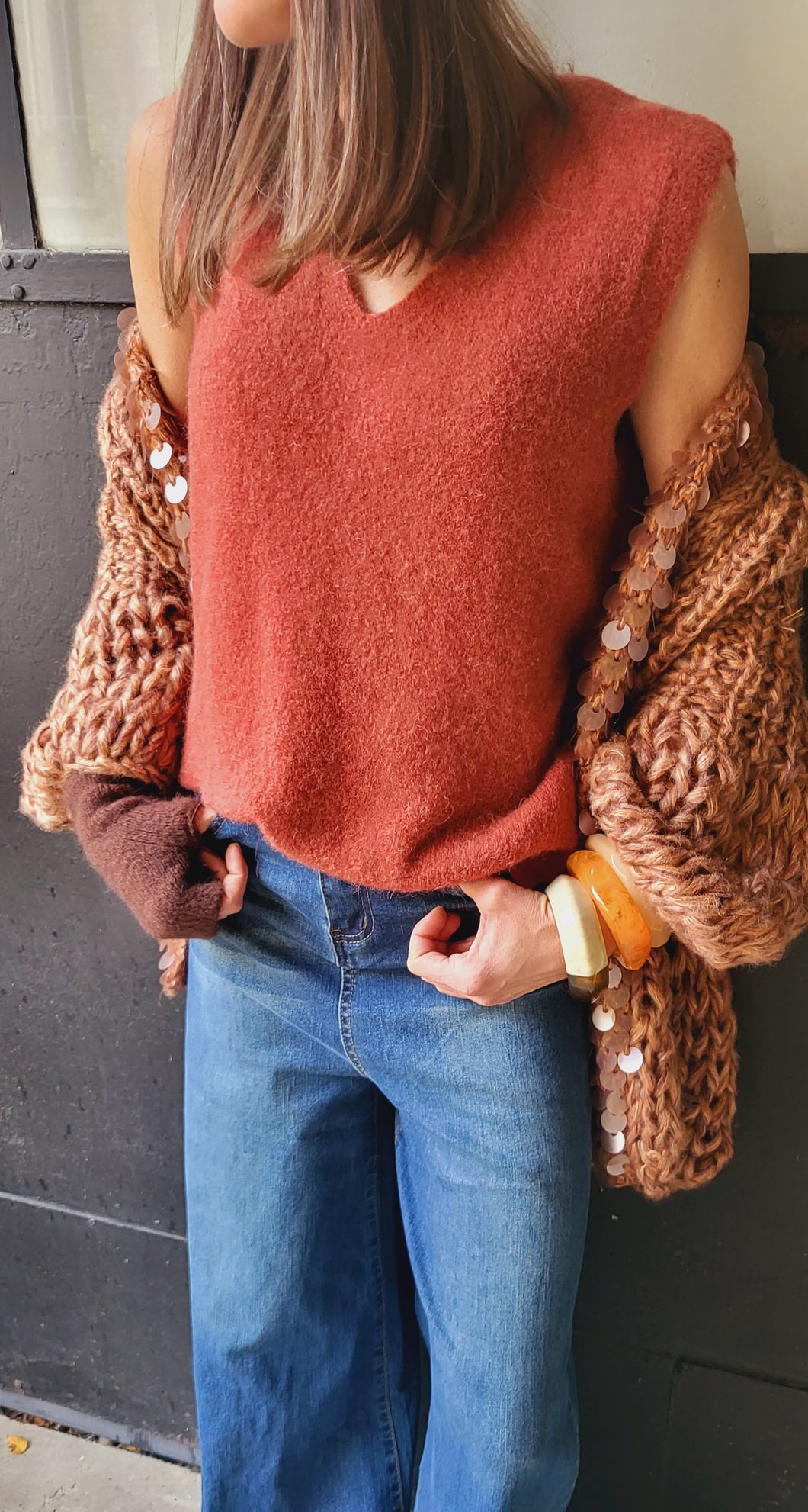 Pull débardeur rouille