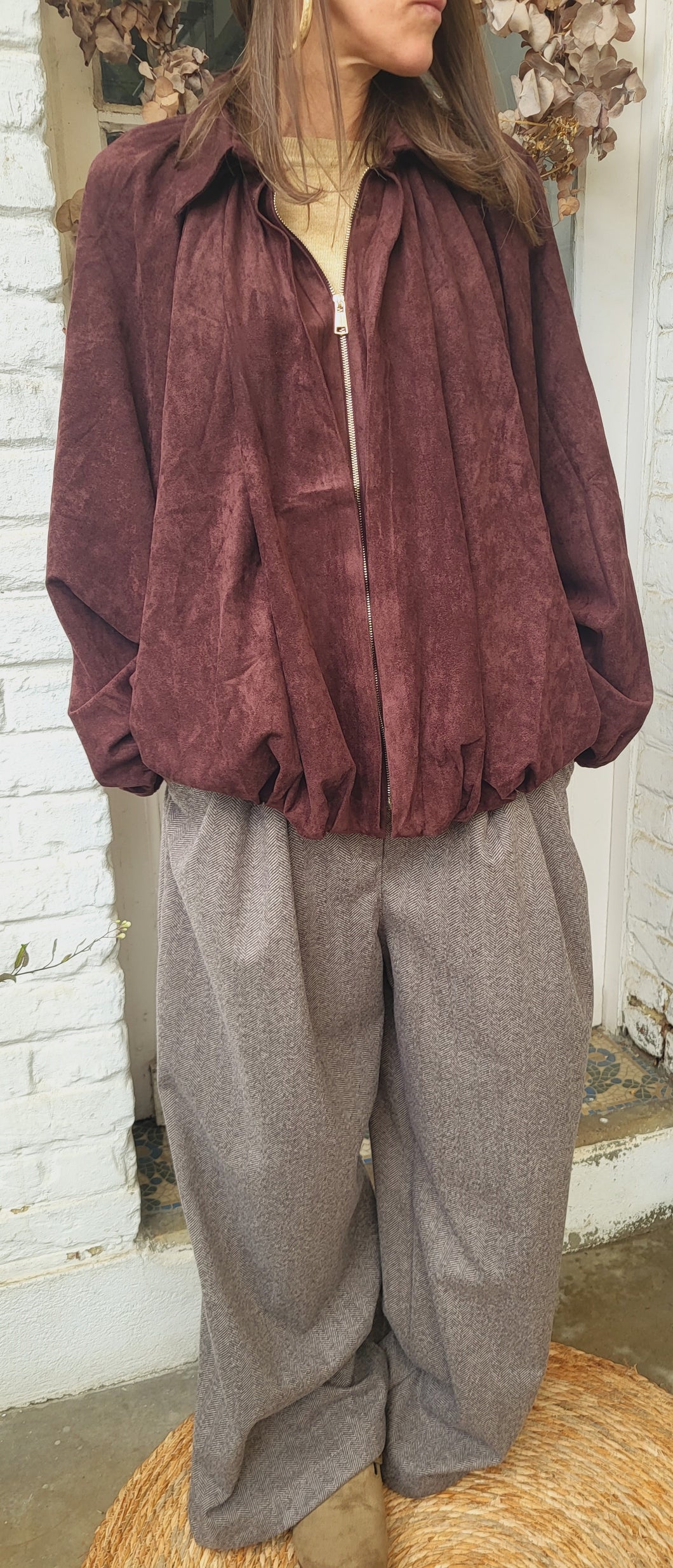 Bomber suédine choco