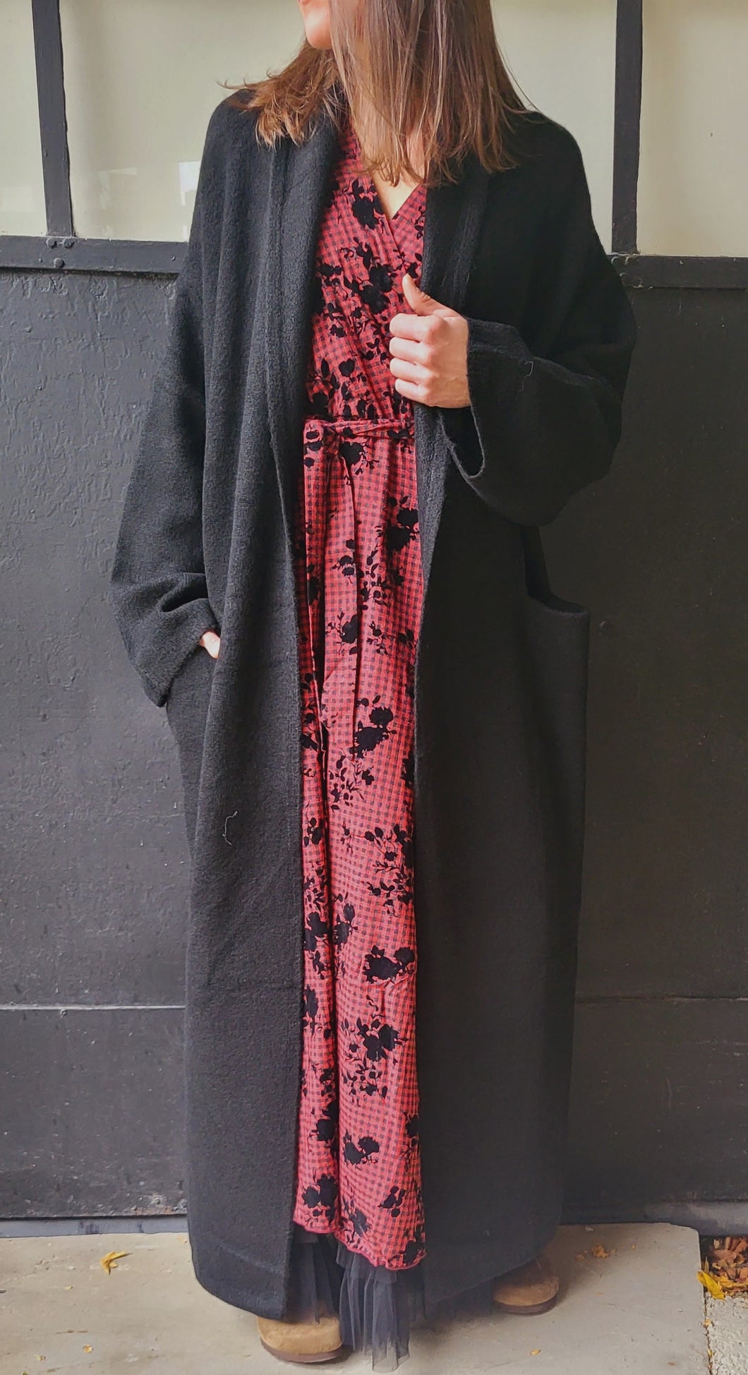 Gilet veste long Kaki / Noir / Gris