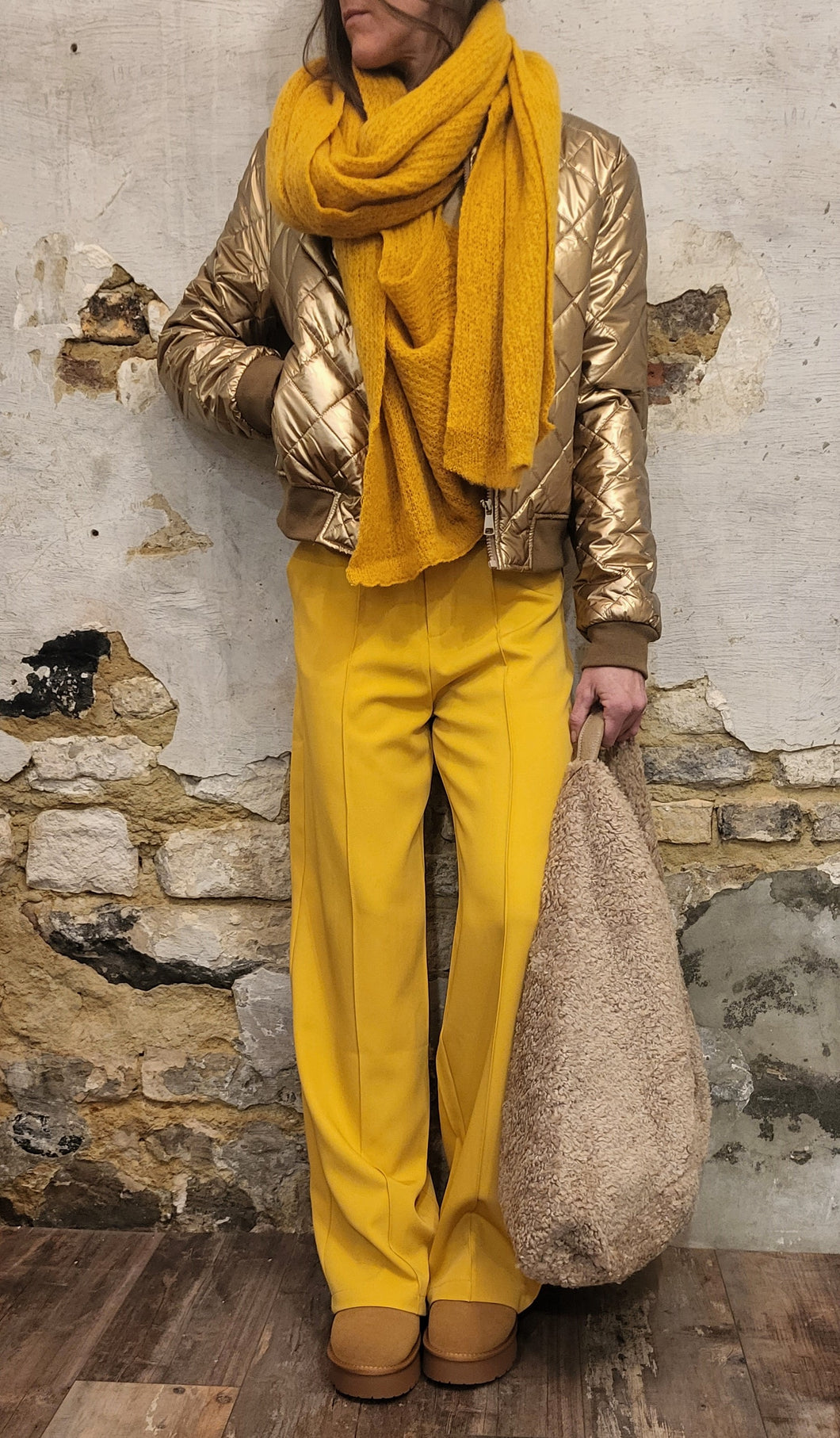 Pantalon tailleur moutarde