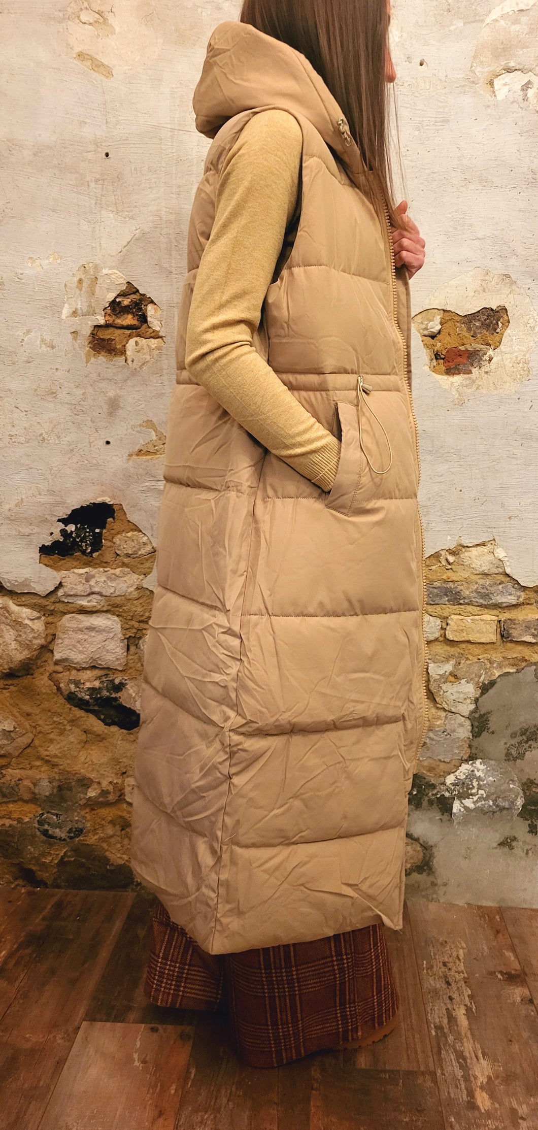 Doudoune sans manche beige