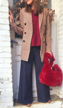 Charger l&#39;image dans la galerie, Veste pied de poule bordeaux camel
