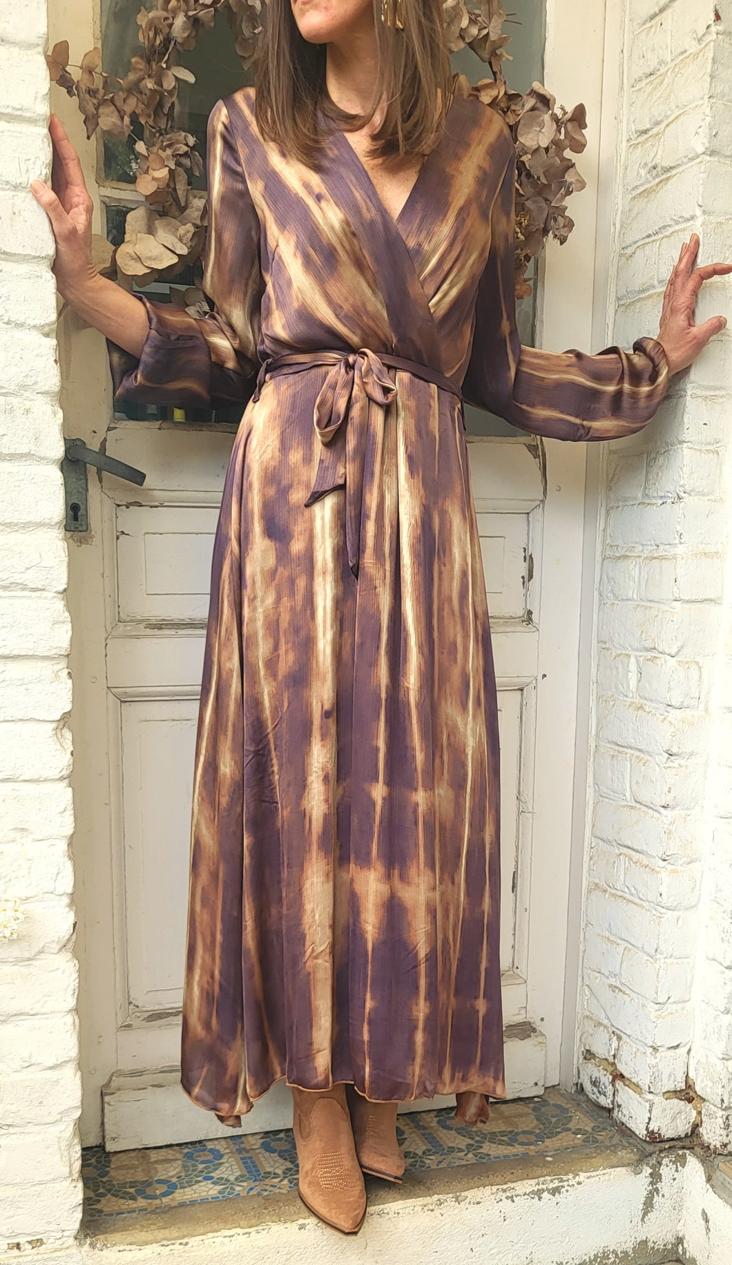 Robe longue chocolat bronze