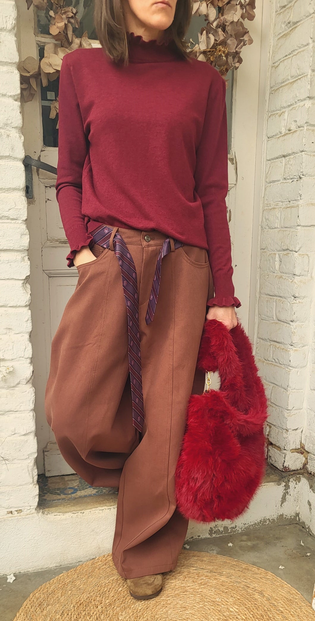 Pantalon ballon ceinture chocolat