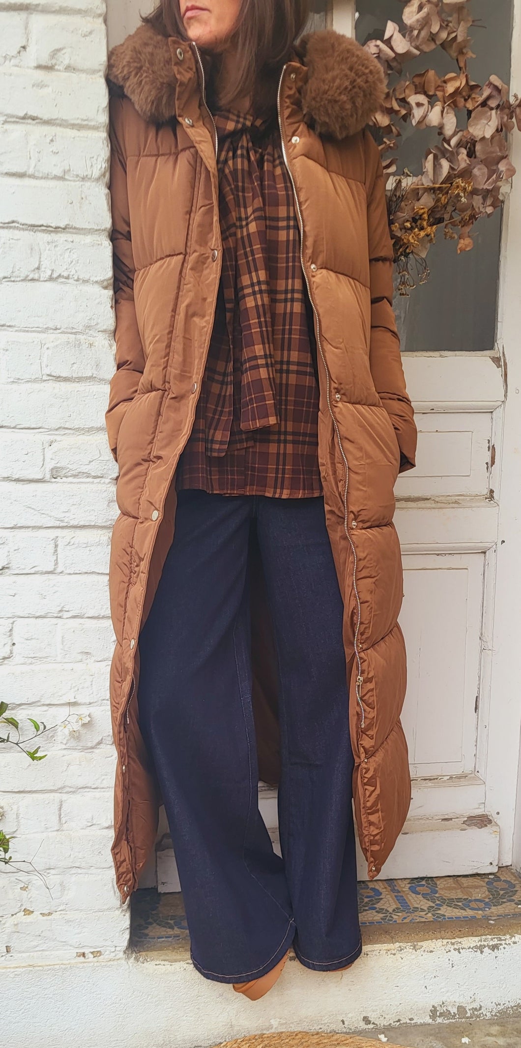 Doudoune longue moka