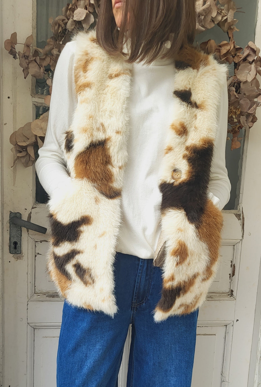 Gilet vache fausse fourrure