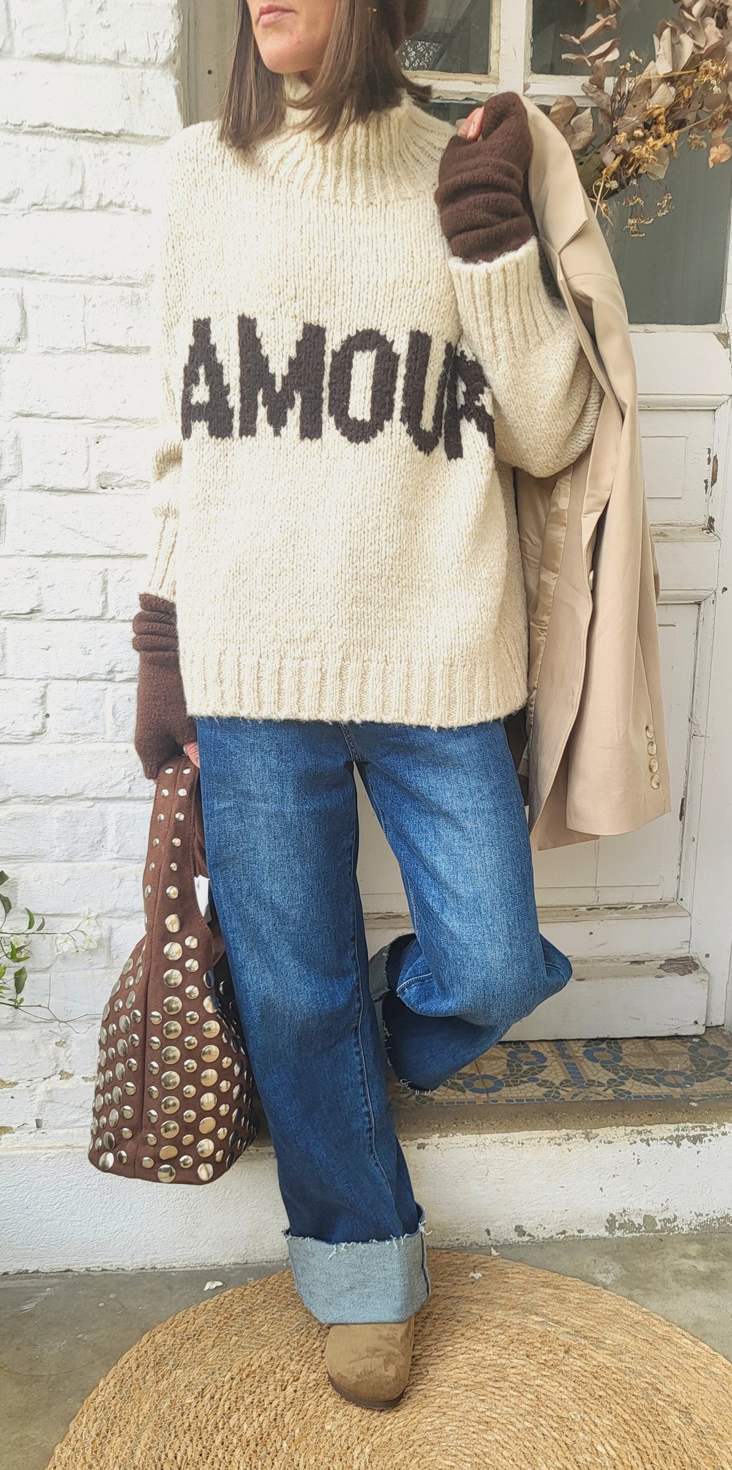 Pull amour beige