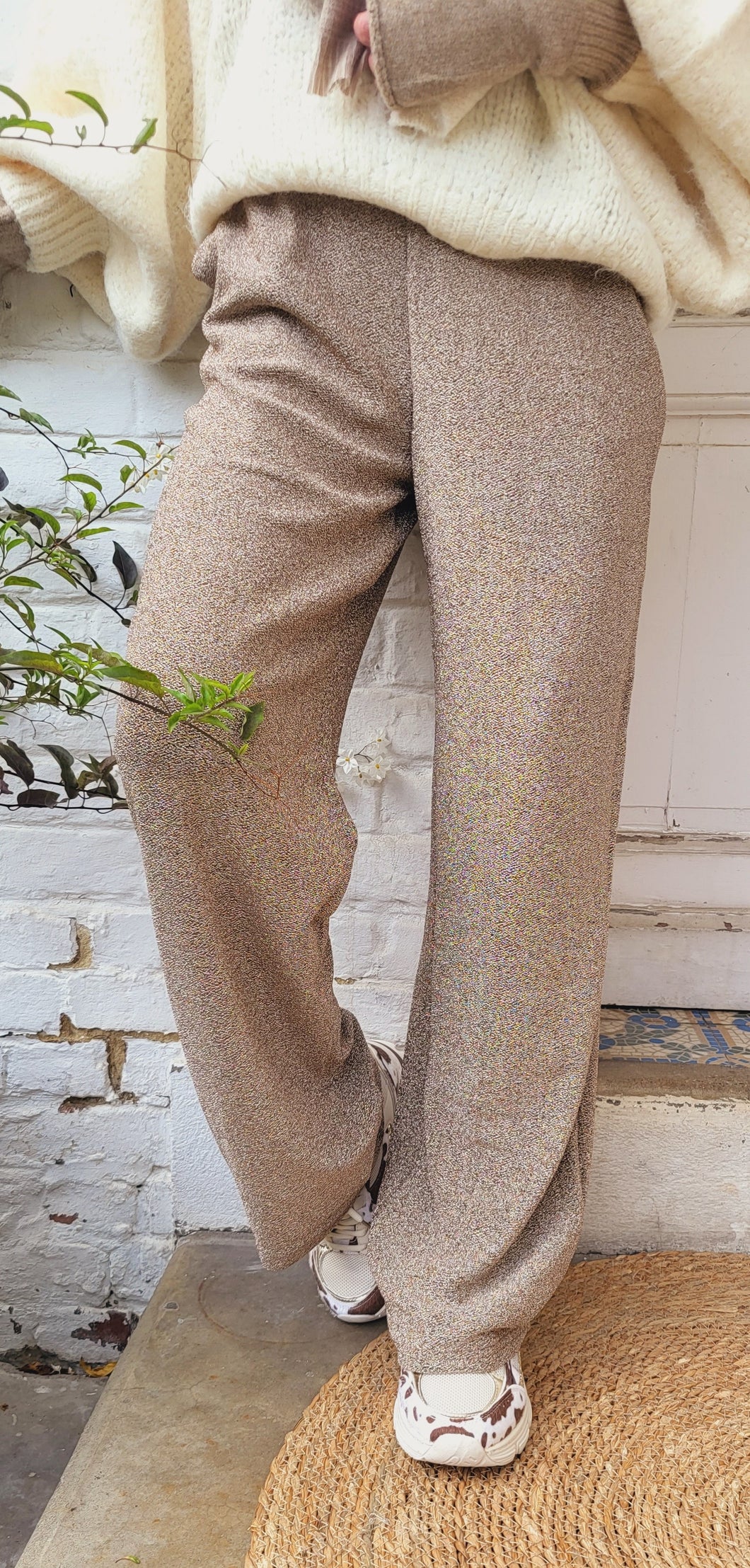 Pantalon jogg pailleté bronze