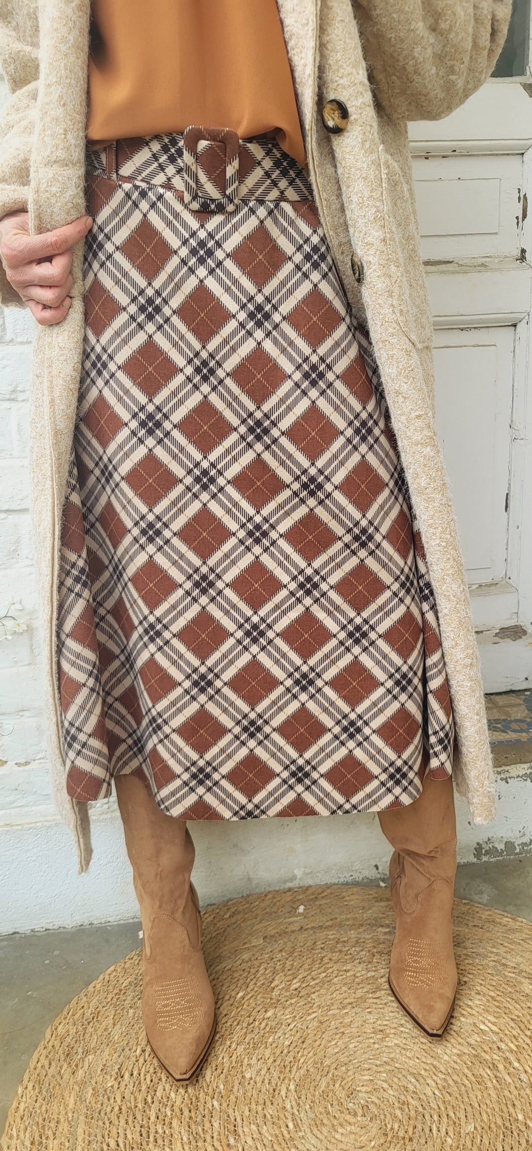 Jupe midi carreaux 2 couleurs