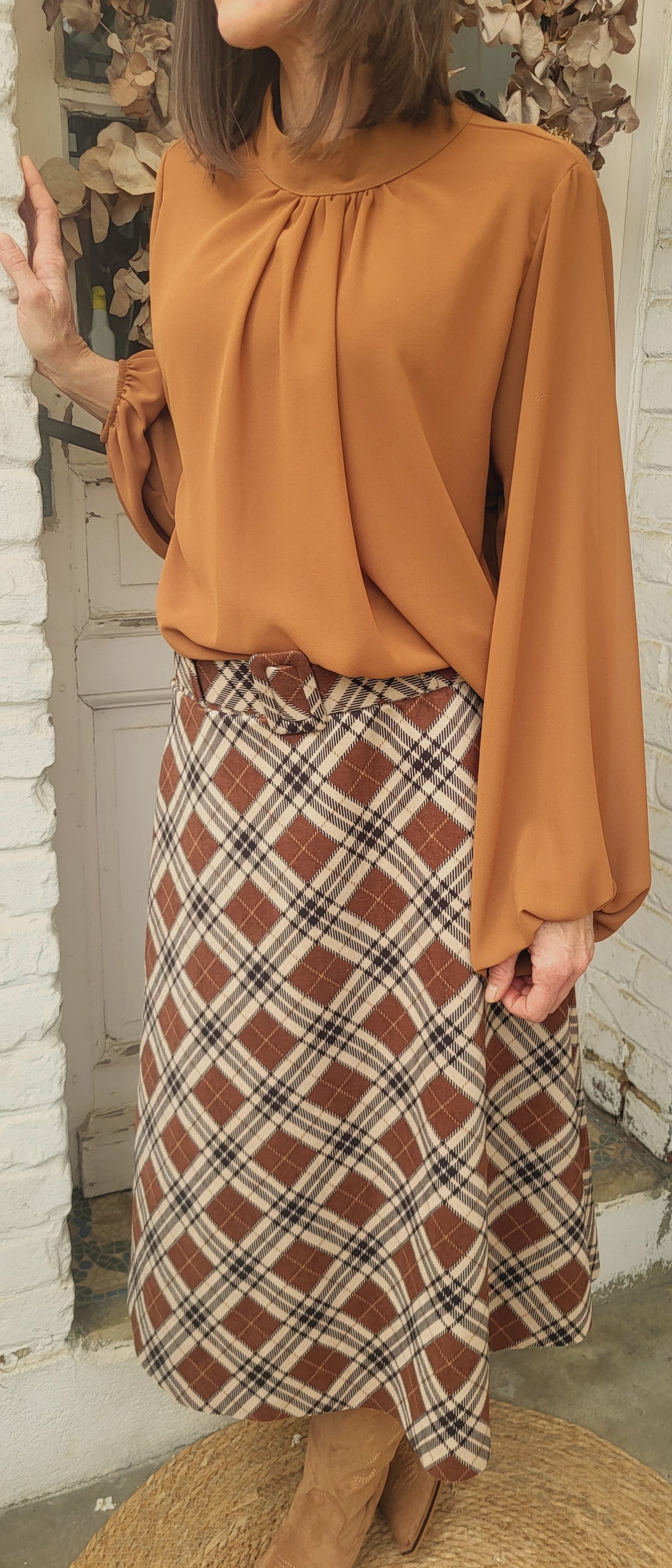 Blouse unie Camel  / Noir