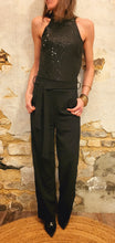 Charger l'image dans la galerie, Combinaison bretelle sequins noirs
