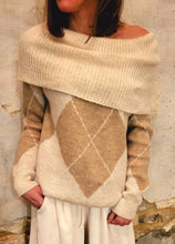 Charger l'image dans la galerie, Pull jacquard beige ou chocolat
