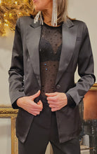 Charger l'image dans la galerie, Veste blazer satinée noire
