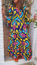 Charger l'image dans la galerie, Robe longue marine fleuri
