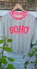 Charger l'image dans la galerie, Tee shirt Soho pailleté choco / rose fluo / Jaune / Rouge

