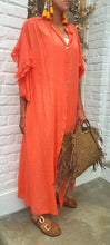 Charger l'image dans la galerie, Chemise longue froufrou Beige / E cru / Orange / Camel / Jaune / Olive

